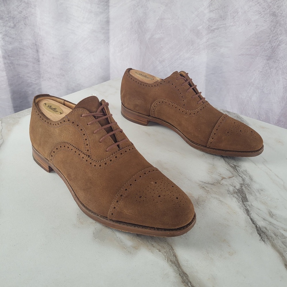 Peal & Co Brooks Brothers Size 10.5 Men's Suede Brogue Cap Toe Oxfords Men's